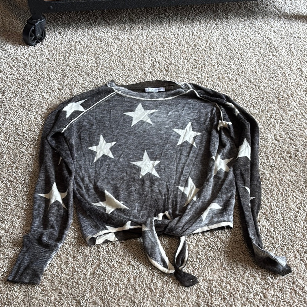 Olivaceous Blue Black Crop Tie Front Hoodie